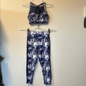 Adore Me 2-piece activewear set blue/white/purple with mesh inserts size…